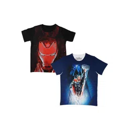 Marvel by Wear Your Mind Boys Pack Of 2 Black Printed Round Neck T-shirts-picture-21