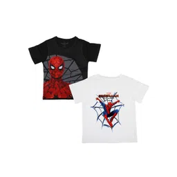Marvel by Wear Your Mind Boys Pack Of 2 Black Spiderman Printed Round Neck T-shirts-picture-24