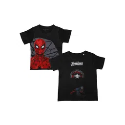 Marvel by Wear Your Mind Boys Pack of 2 Black Spiderman Printed Round Neck T-shirts-picture-26