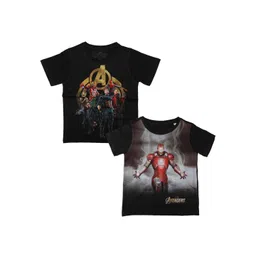 Marvel by Wear Your Mind Boys Pack of2 Black Printed Round Neck T-shirts-picture-37