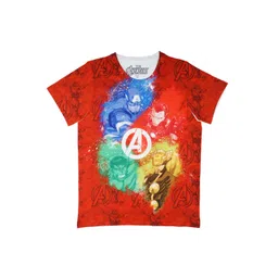 Marvel by Wear Your Mind Boys Red & White Printed Round Neck T-shirt-picture-33