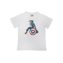Marvel by Wear Your Mind Boys White & Blue Captain America Printed T-shirt-picture-26