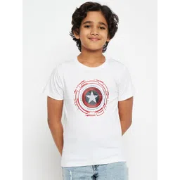 Marvel by Wear Your Mind Boys White & Red Captain America Printed T-shirt-picture-36