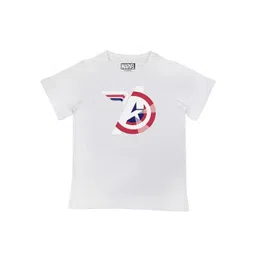 Marvel by Wear Your Mind Boys White Captain America Printed Cotton Pure Cotton T-shirt-picture-56
