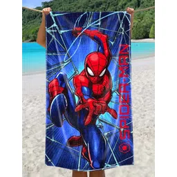 Marvel Blue & Red Spiderman Printed Cotton 350 GSM Bath Towel-picture-28