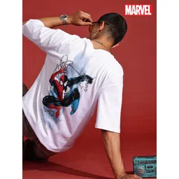 MARVEL STREET Spiderman Print Drop-Shoulder Sleeves Pure Cotton Oversized T-shirt-picture-26