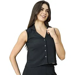 masalli fashion Women's Light Blue Texture Solid Waist-Coat-picture-52