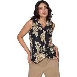 masalli fashion Women's Printed Linen Waistcoat-picture-44