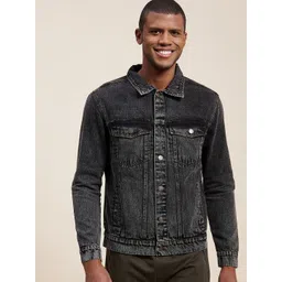 MASCLN SASSAFRAS Men Black Washed Denim Jacket-picture-20