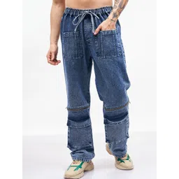 MASCLN SASSAFRAS Men Clean Look Light Fade Acid Wash Pure Cotton Wide Leg Jeans-picture-15