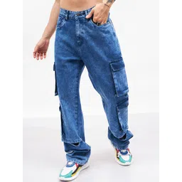 MASCLN SASSAFRAS Men Relaxed Fit Heavy Fade Mid-Rise Utility Acid Wash Cotton Jeans-picture-39