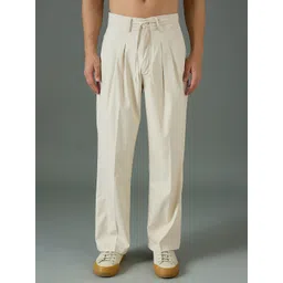 MASCLN SASSAFRAS Men Relaxed Fit High-Rise Pleated Korean Trousers-image-4
