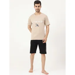 Masculino Latino Men Beige & White Printed Night suit-picture-19