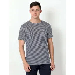 Masculino Latino Navy Regular Fit Striped Sports T-Shirt-picture-34