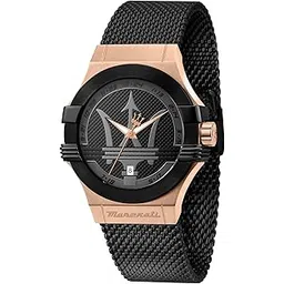 maserati Stainless Steel Potenza 40 Mm Men Analog Watch, Rose-Gold, Black Dial, Black Band-picture-30