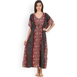 Masha Maroon Printed Maxi Nightdress NT-A58-590-picture-21