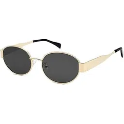 mashamart Oval Retro Sunglasses For Women,Durable Metal Frame Vintage Sunglasses With UV 400 Protection Lenses with Classic look Arms, Black Lenses-picture-37