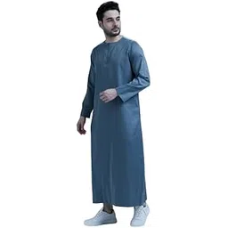 mashroo Classic Omani Dark Grey Thobe Jubba for Men-picture-37