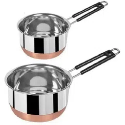 masox store Stainless Steel Copper Bottom Saucepan, Tea Coffee Pan, Milk Pan with Handle K7 4.3 inch, 5.9 inch Lid Set, Pack of 2-picture-14