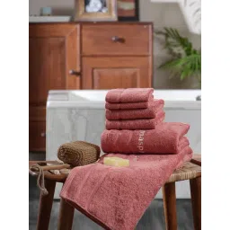 Maspar Amor Red 650 GSM Bamboo & Cotton Bordered Hand, Face and Bath Towel - Set of 6-picture-14