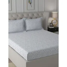 Maspar Backyard Patio Blue Cotton Printed 144 TC Double Bedsheet with 2 Pillow Cover-picture-28