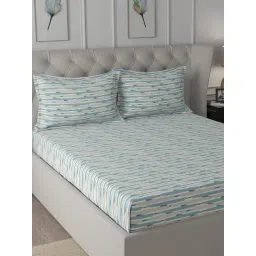 Maspar Backyard Patio Blue Cotton Printed 144 TC Double Bedsheet with 2 Pillow Cover-picture-25