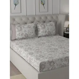 Maspar Backyard Patio Brown Cotton Printed 200 TC Single Bedsheet with 1 Pillow Cover-picture-40