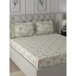 Maspar Backyard Patio Red Cotton Printed 200 TC King Bedsheet with 2 Pillow Cover-picture-23