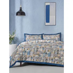 MASPAR Blue & Grey Abstract Printed 100 GSM & 200 TC Cotton Double Bed Quilt-picture-15