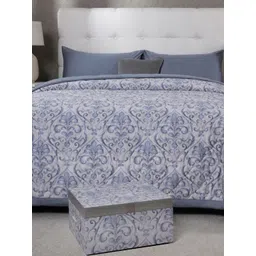 MASPAR Blue & Grey Ethnic Motifs Printed Pure Cotton Double Queen Regular Bedding Set-picture-21