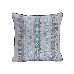 MASPAR Blue & Grey Floral Cotton Square Cushion Covers image 2