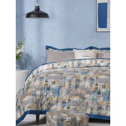 MASPAR Blue & Grey Printed Pure Cotton Double Queen Regular Bedding Set-picture-20