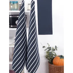 MASPAR Blue & White 3 Pieces Striped Pure Cotton Kitchen Towels-picture-31