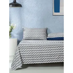 Maspar Blue Cotton Printed 1 Bedsheet with 1 Pillow Case 200 TC-picture-38