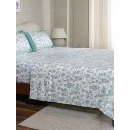 Maspar Blue Cotton Printed 200 TC Single Flat Bedsheet with 1 Pillow Cover-picture-39
