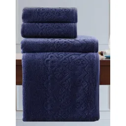 Maspar Blue Self Design Pure Cotton 550 GSM Towels (Set Of 4)-picture-40