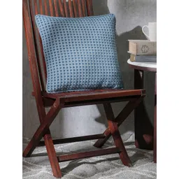 MASPAR Blue Textured Cotton Square Cushion Cover-picture-12