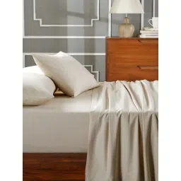 Maspar Colorart Eden Sand Beige 144 TC Cotton King Bed Sheet With 2 Pillow Covers-picture-27