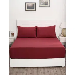 Maspar Colorart Slumber Red 200 TC Cotton King Size Bed Sheet with 2 Pillow Cover-picture-16