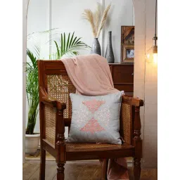 Maspar Embroidery Peach Viscose 45 L x 45 W cm Cushion Cover-picture-28