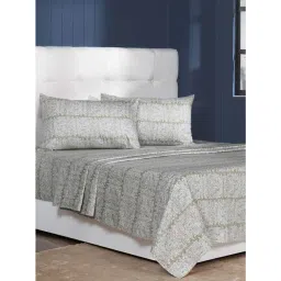 Maspar Green Cotton Printed 1 Bedsheet with 2 Pillow Case 400 TC-picture-30