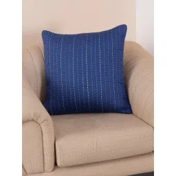 Maspar Hues Folklore Transition Embroidery Blue Cotton Cushion Cover-picture-19