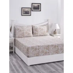 Maspar Hues PBS Nomad Scuplt Orlean Blue & Brown Cotton 210 TC Double Bedsheet & 2 Pillow Covers-picture-12