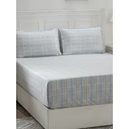 Maspar Optimist Bloom Blue Cotton Printed 144 TC King Bedsheet with 2 Pillow Cover-picture-29