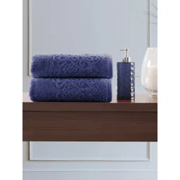 MASPAR Set Of 2 Solid 550 GSM Pure Cotton Jacquard Hand Towels-picture-41