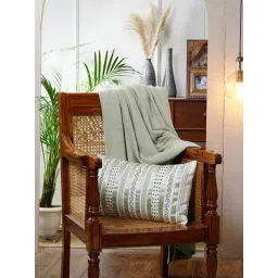 Maspar Tranquil Essence Adornment Lacery Embroidery Green Cotton Medium Cushion Cover-picture-39