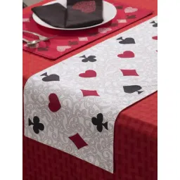 Maspar White Cotton Printed 4 Seater Table Runner-picture-37