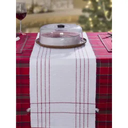 Maspar White Cotton Printed 4 Seater Table Runner-picture-18