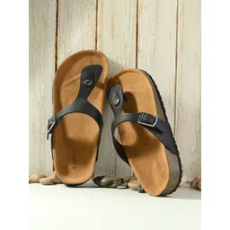 Mast & Harbour Black & Tan Slip-On Comfort Sandals-picture-10