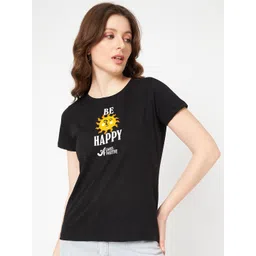 Mast & Harbour Black & White Typography Printed Pure Cotton T-shirt-picture-21